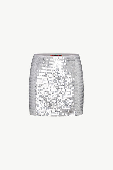 Sequin Dizzy Skirt In Satellite Silver