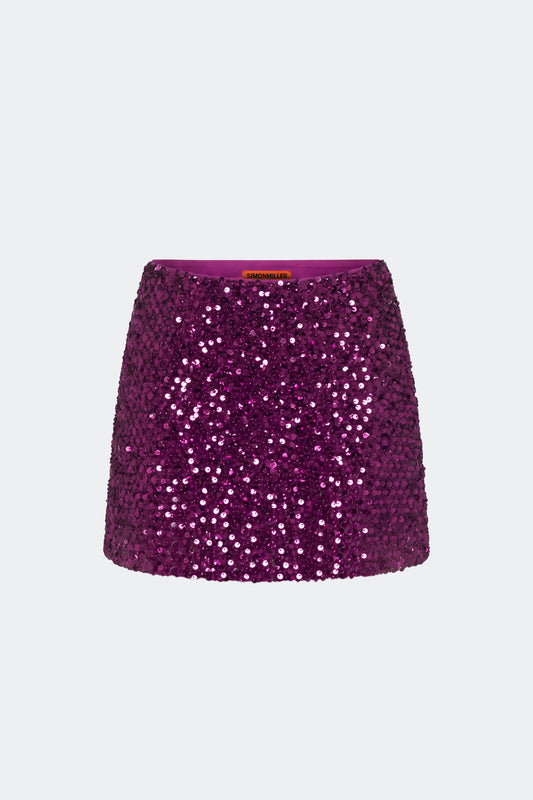 Dizzy Sequin Skirt In Amethyst