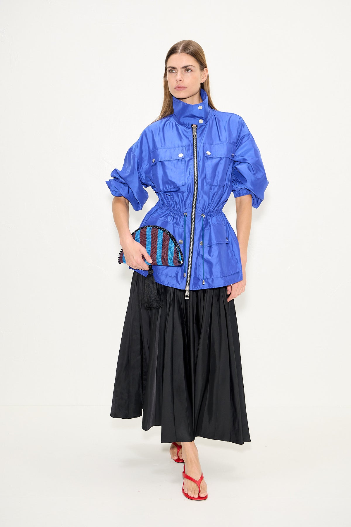 Iza Taffeta Jacket In Cobalt