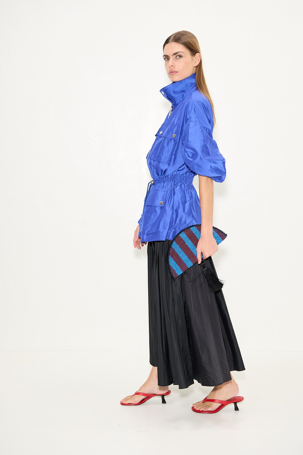 Iza Taffeta Jacket In Cobalt