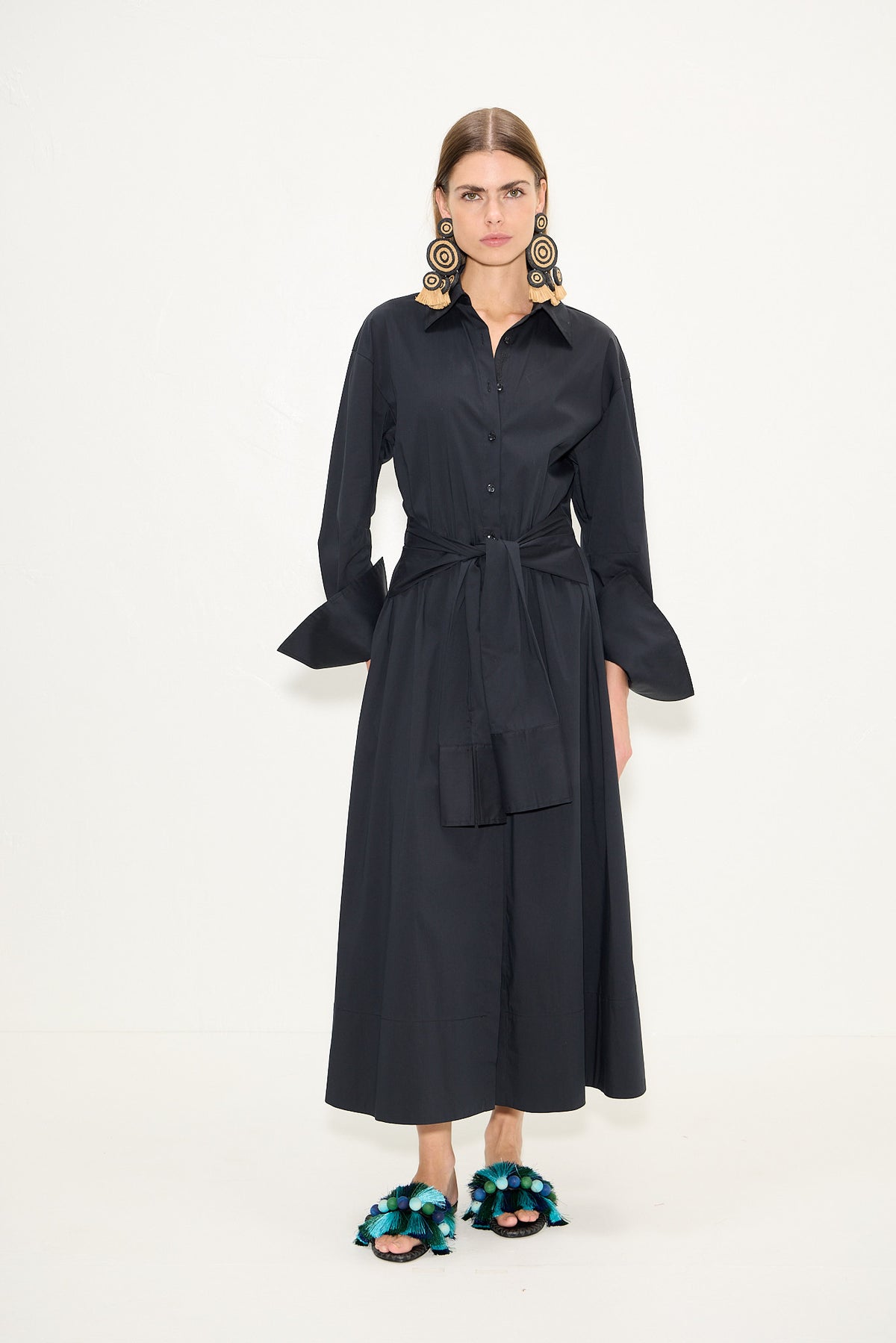 Inna Poplin Maxi Dress In Black