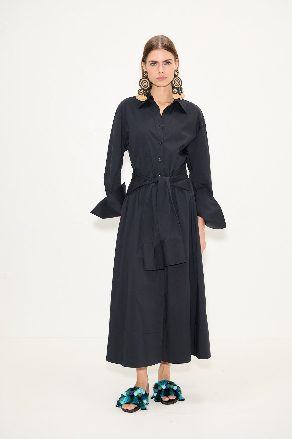Inna Poplin Maxi Dress In Black