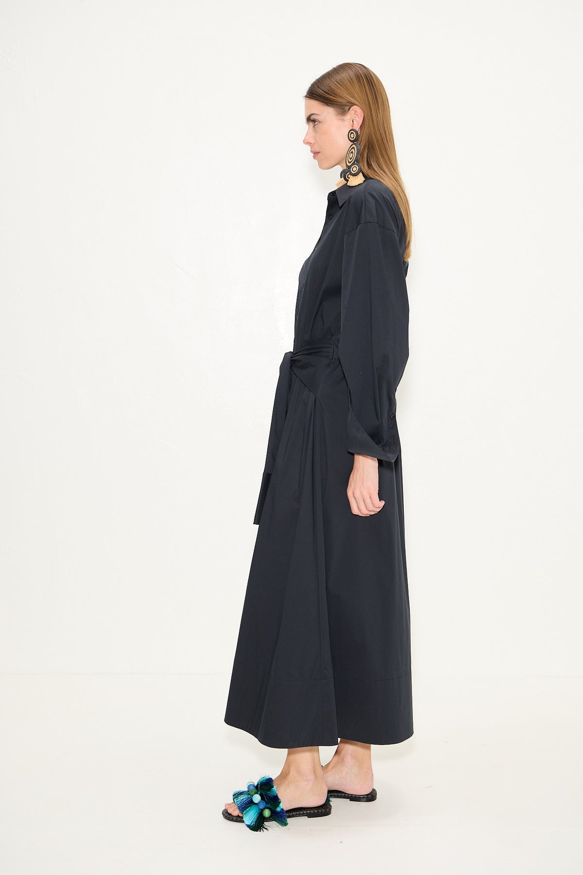 Inna Poplin Maxi Dress In Black