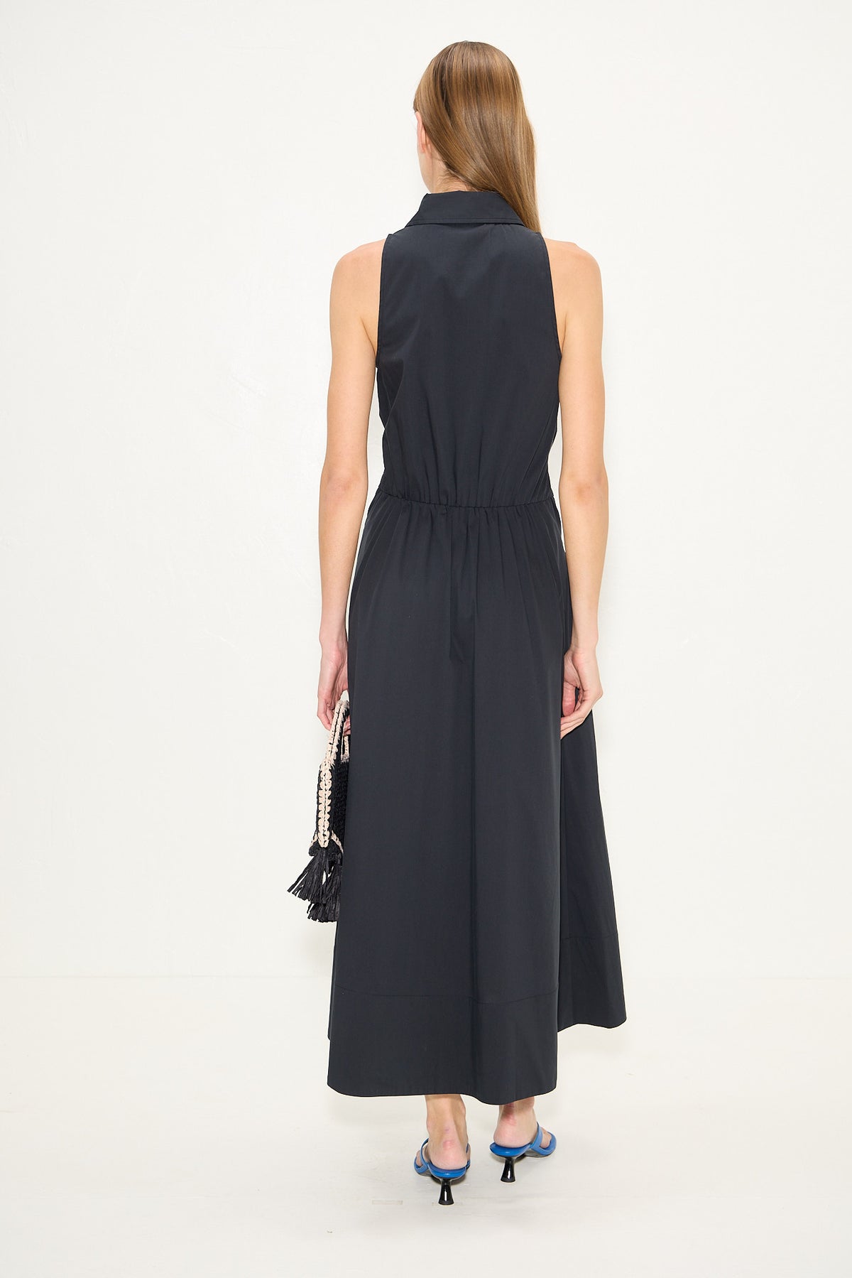 Inna Sleeveless Poplin Dress In Black