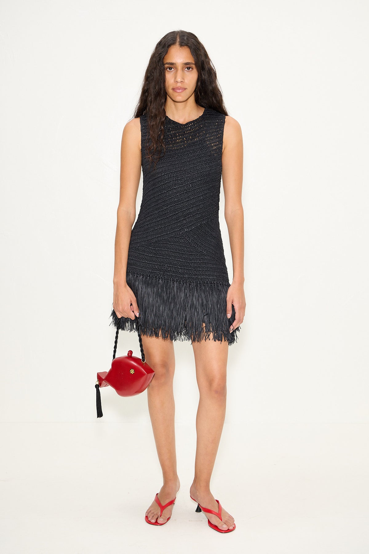 Mira Crochet Mini Dress In Black