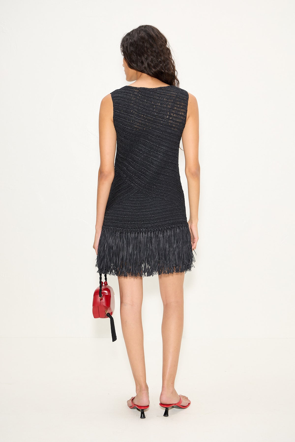 Mira Crochet Mini Dress In Black