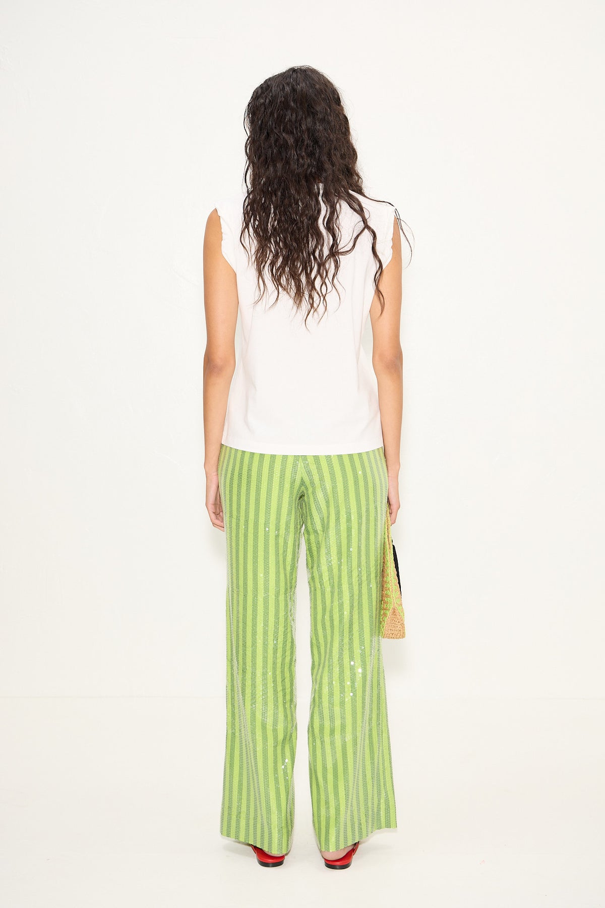 Pia Sequin Pant In Chartreuse Stripe