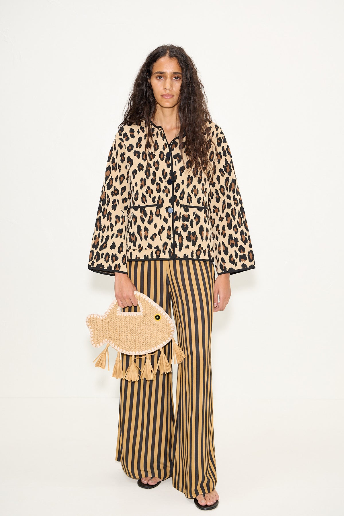 Beaux Knit Cardigan In Cheetah Scramble