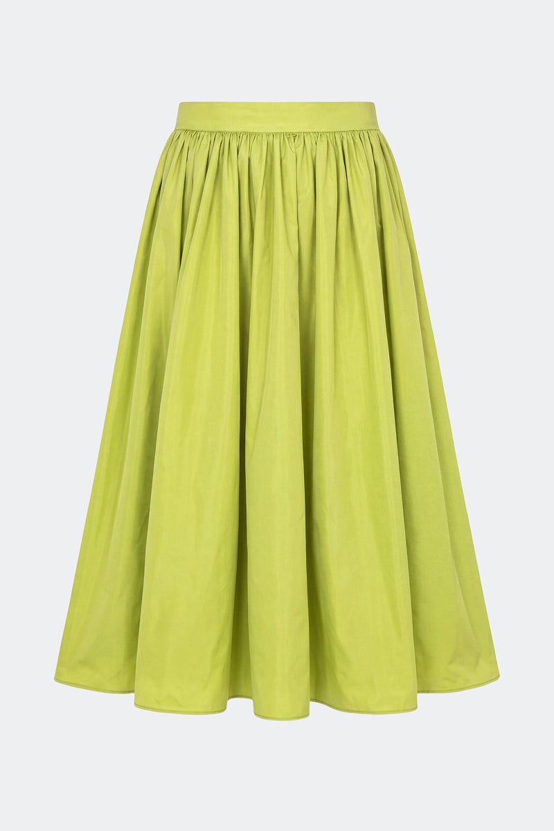 Effie Taffeta Skirt In Chartreuse