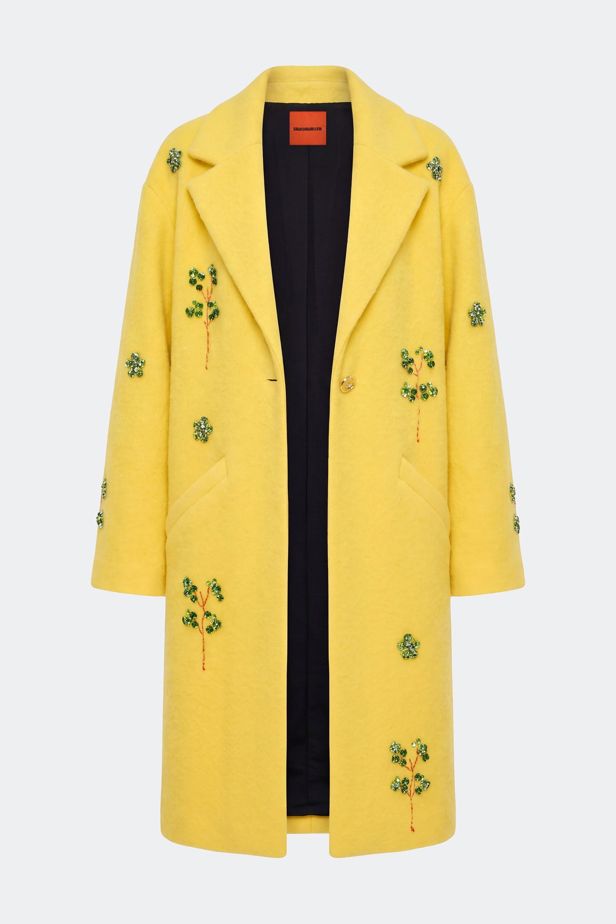 Esme Embellished Coat In Lemon Yellow