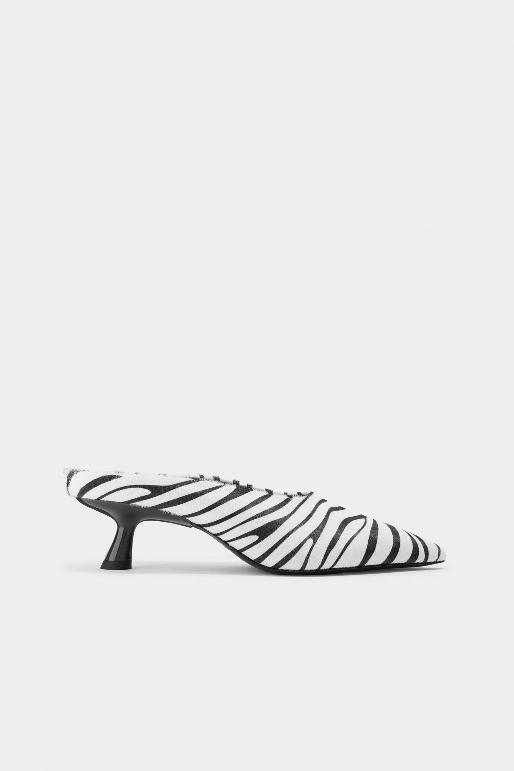 Haircalf Pointed Gala Mule In Zebra