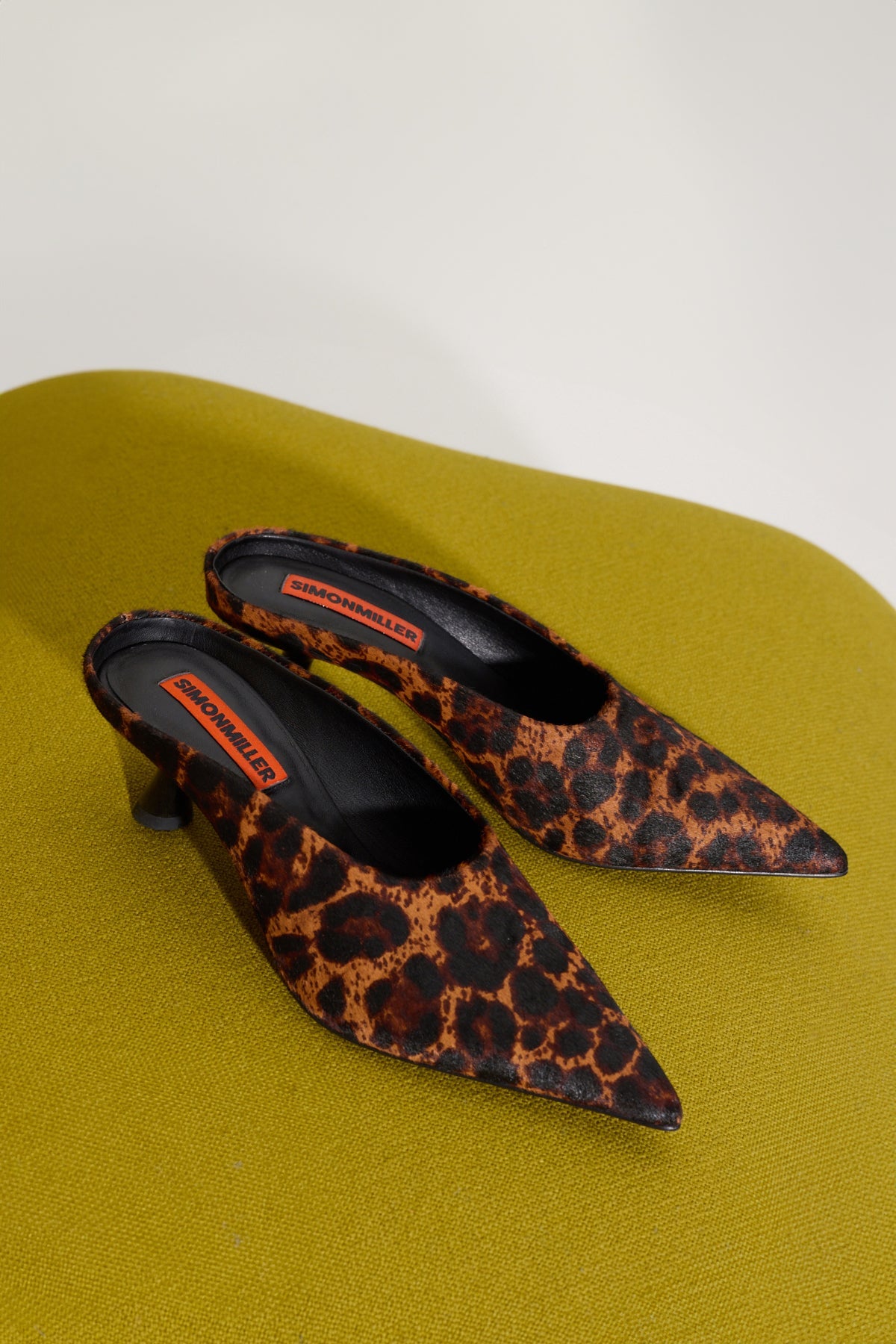 Haircalf Pointed Gala Mule In Choco Brown Leopard