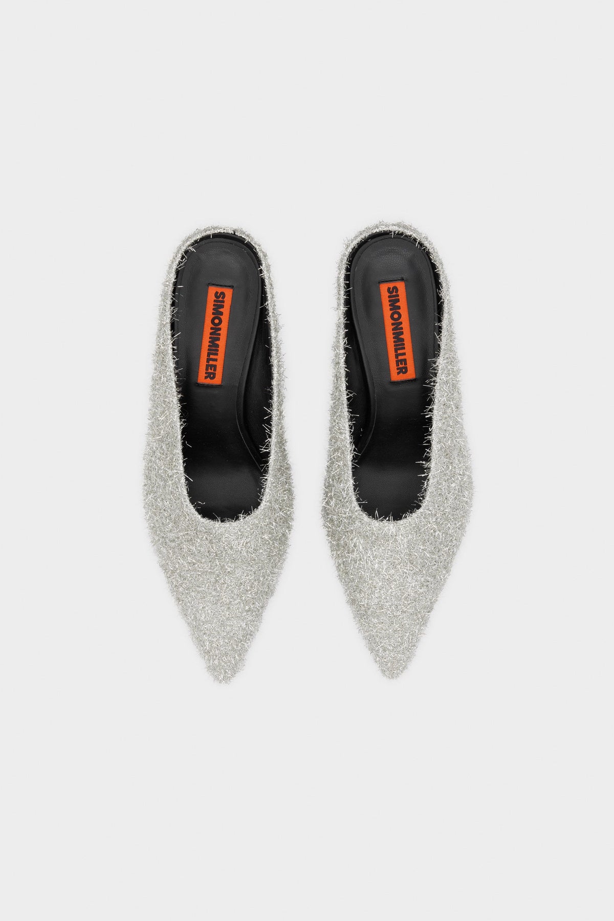 Tinsel Pointed Gala Mule In Silver