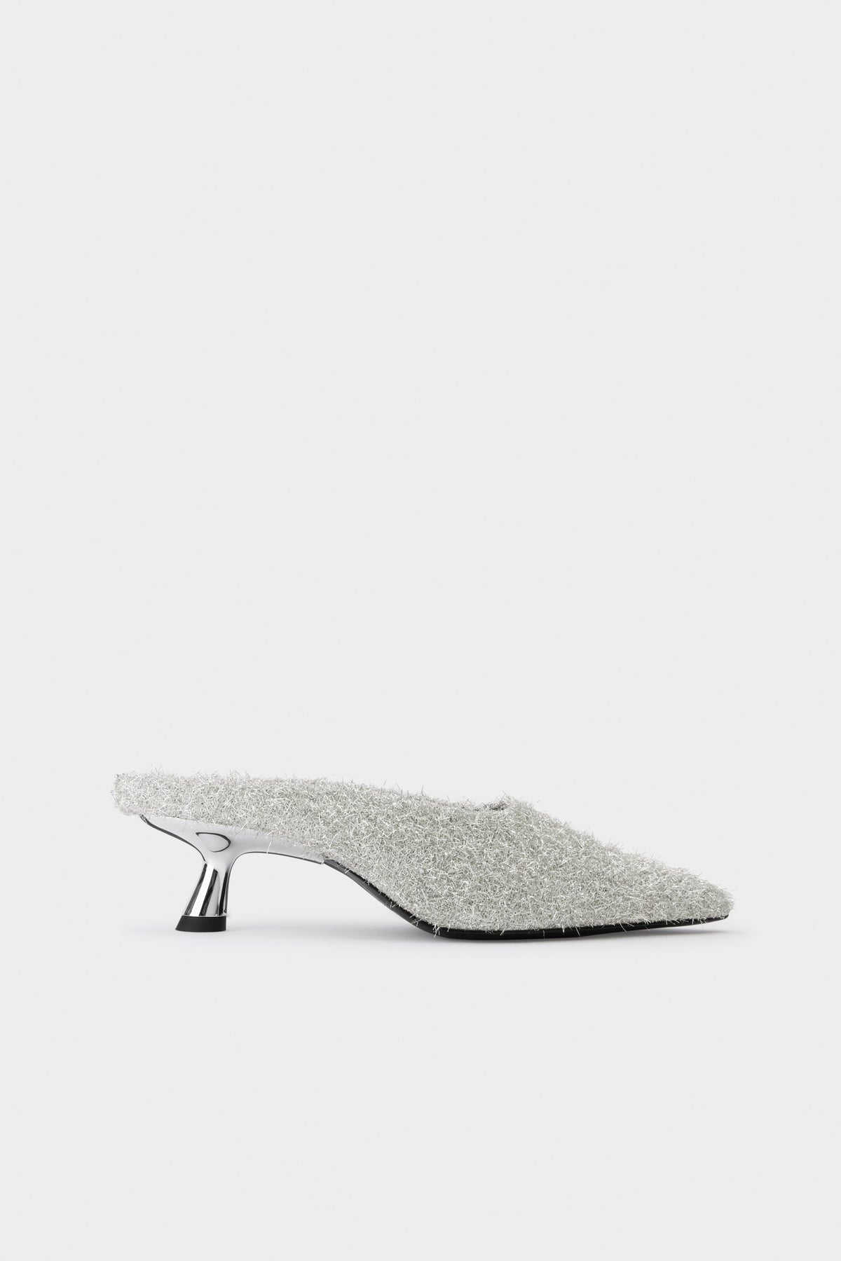 Tinsel Pointed Gala Mule In Silver