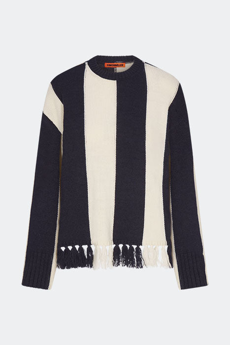 Faye Tassel Sweater In Navy/Cream