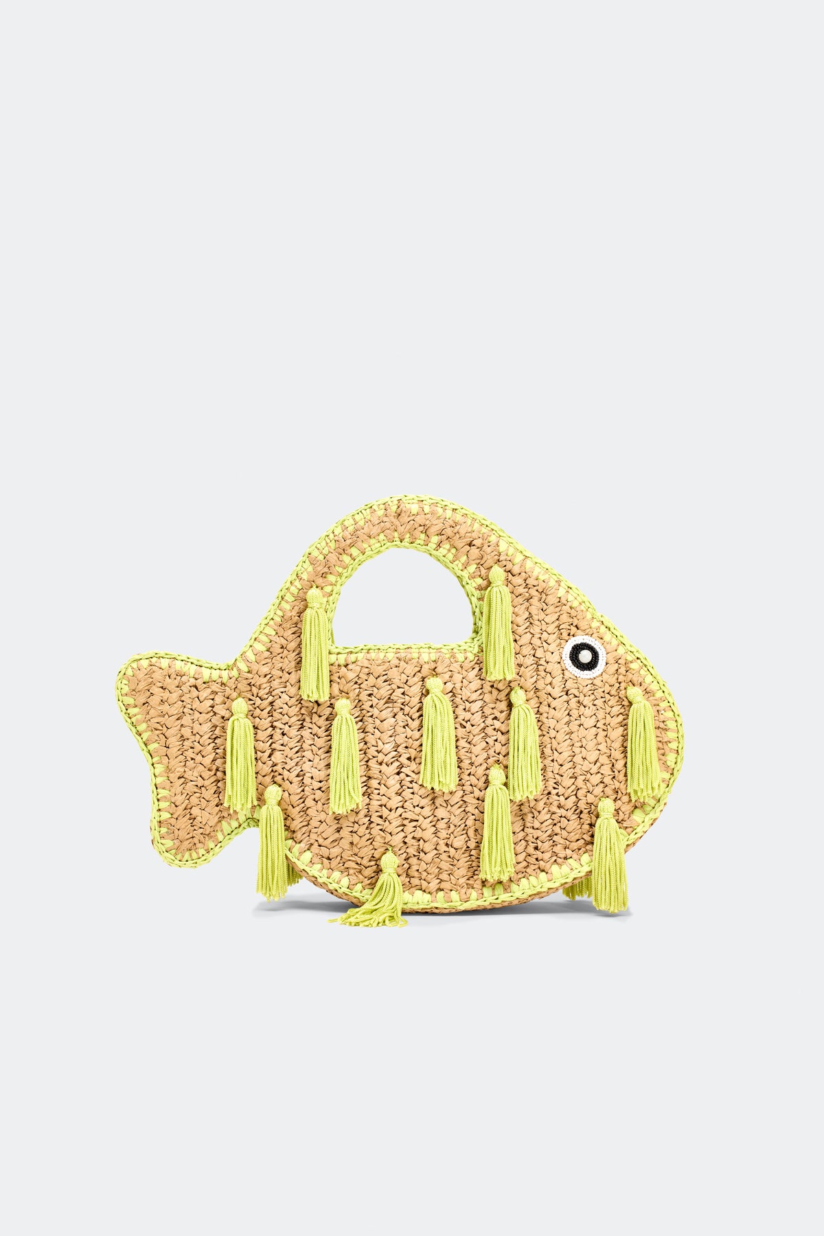 Tassel Fish Bag in Natural/Lime