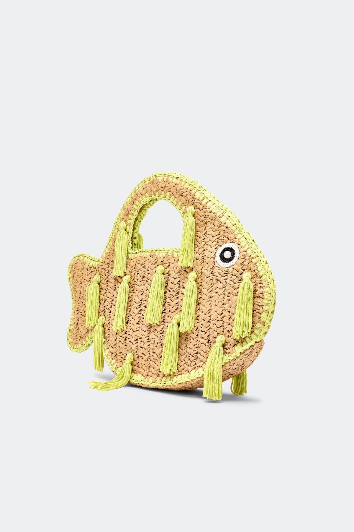 Tassel Fish Bag in Natural/Lime