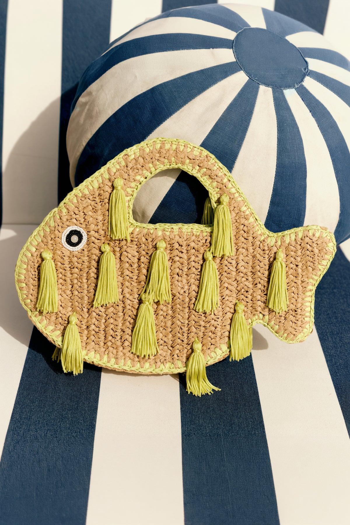 Tassel Fish Bag in Natural/Lime