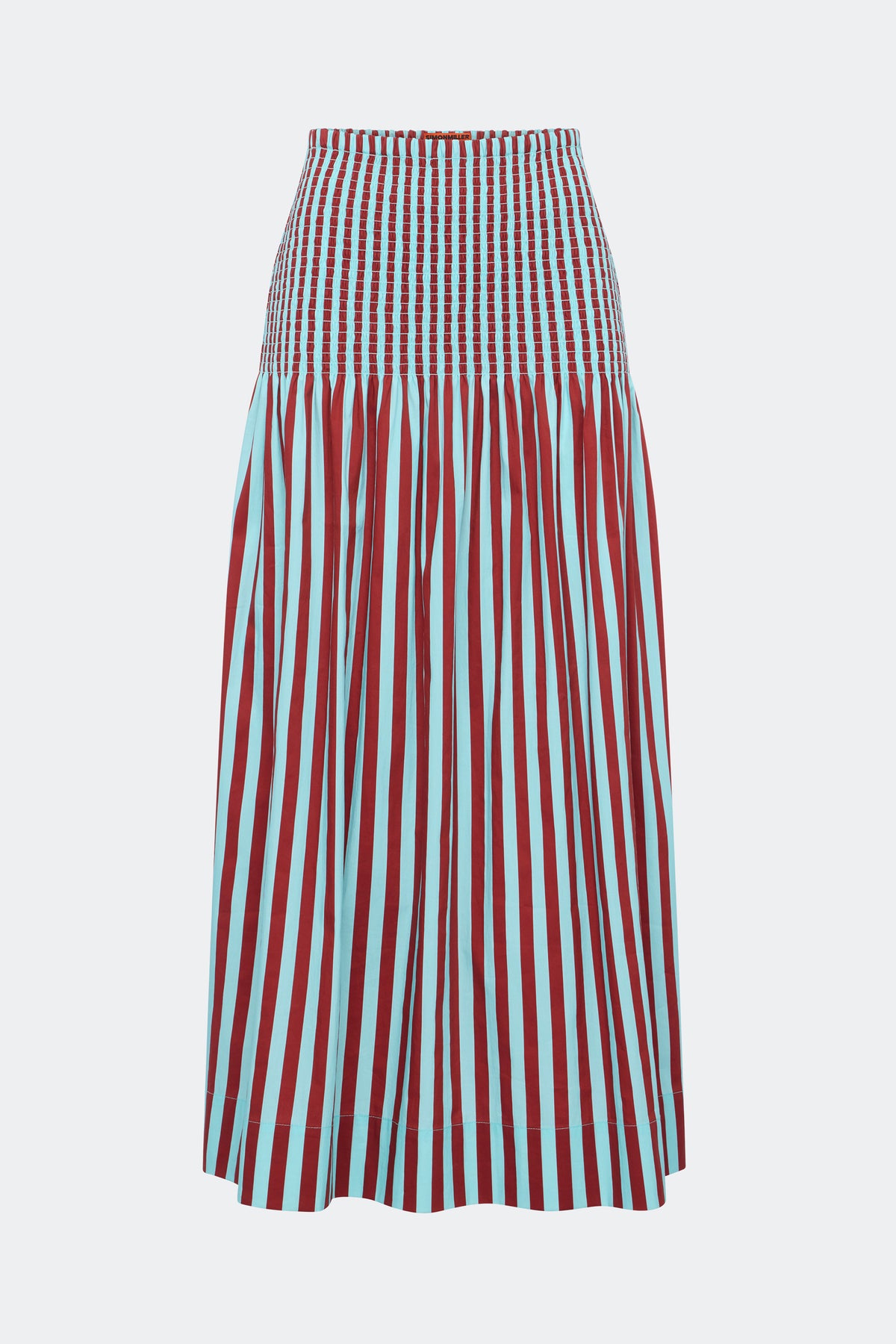 Flor Poplin Skirt In Salted Blue/Crimson