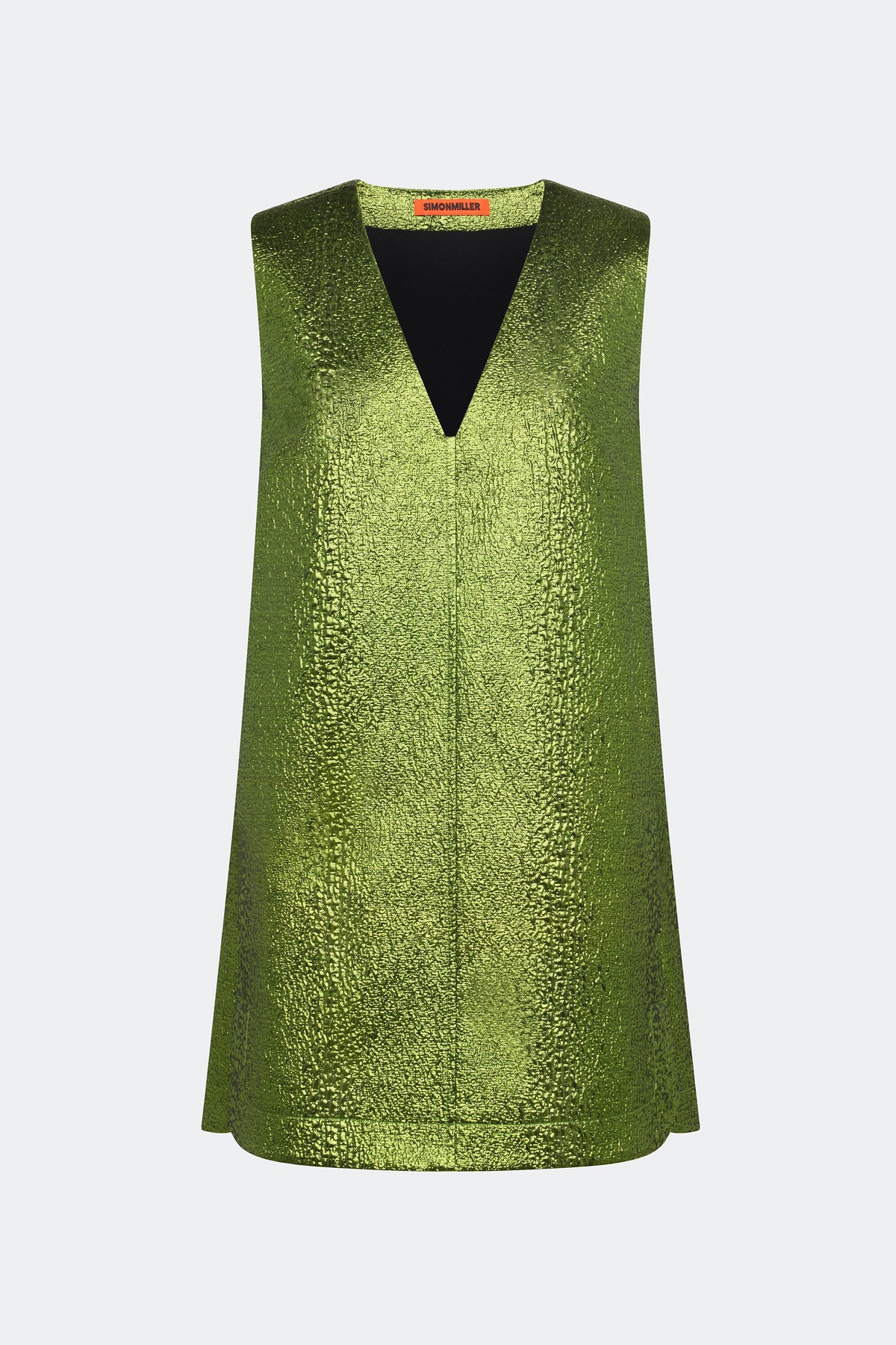 Fountain Metallic Mini Dress In Matcha