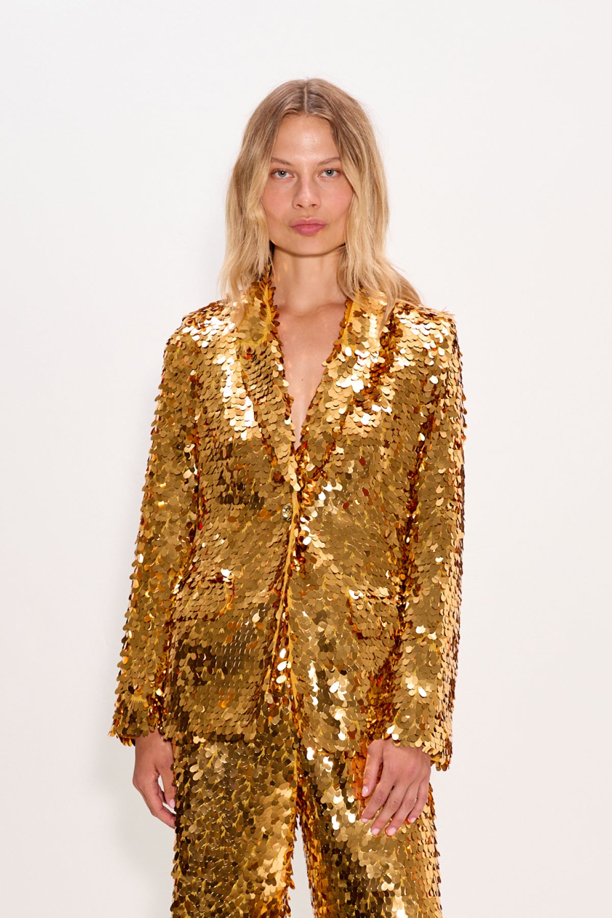 Leon Sequin Blazer In Star Gold