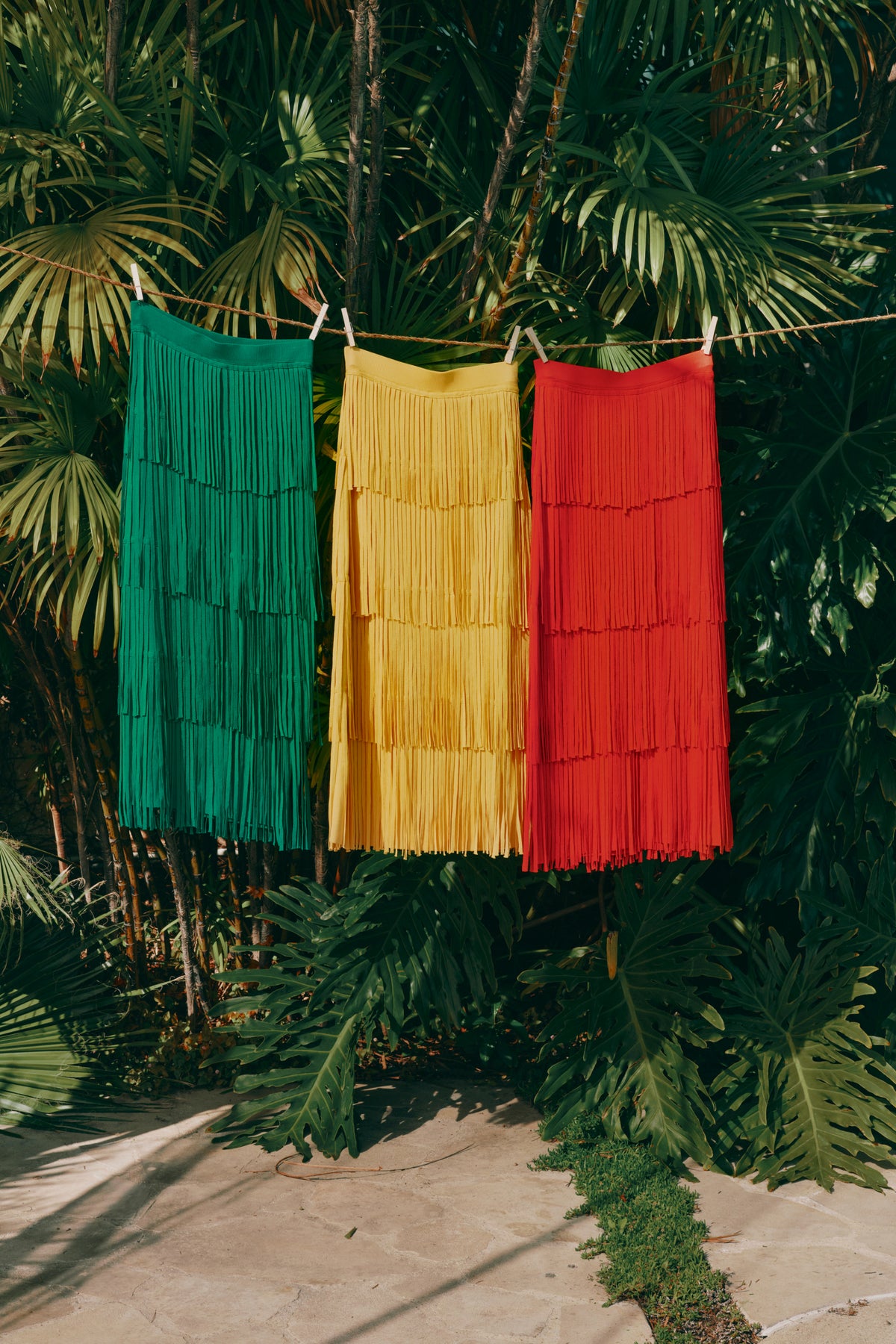 Za Za Knit Fringe Skirt in Jade