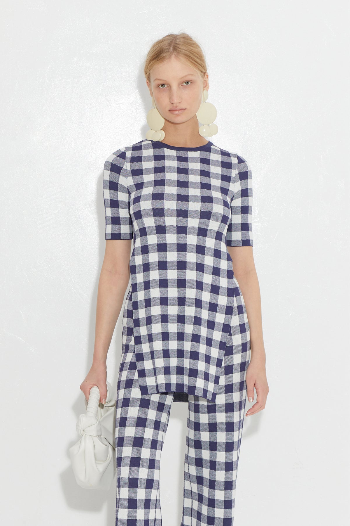 Knits By Canoga Short Sleeve Top in Ink Gingham