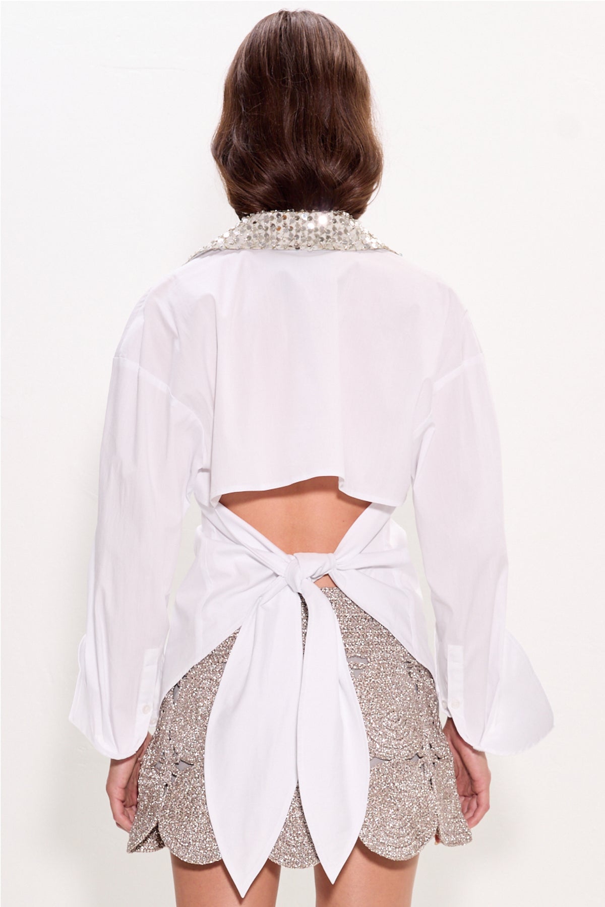 Loch Embellished Button Up In Macadamia