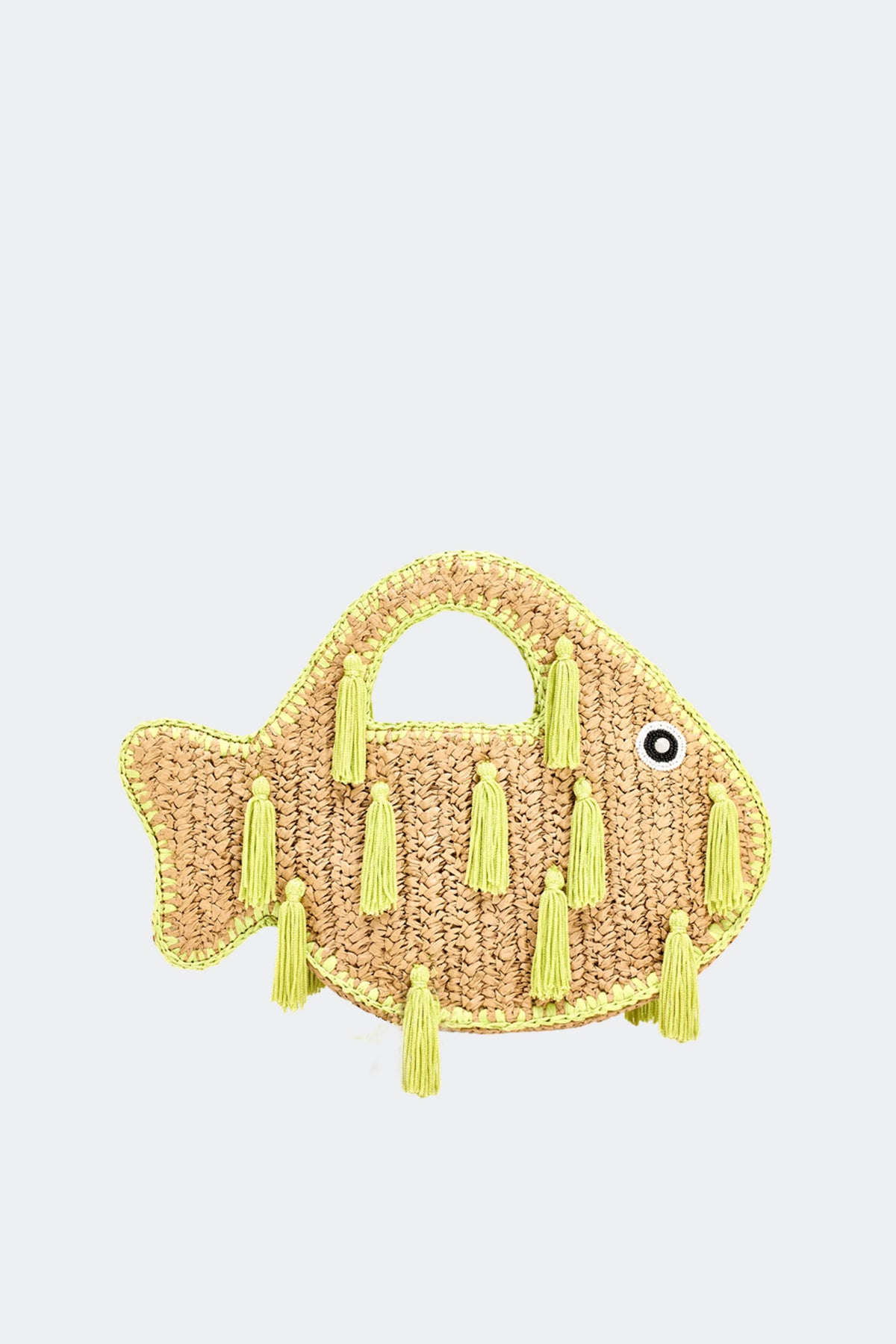 Tassel Fish Bag in Natural/Lime
