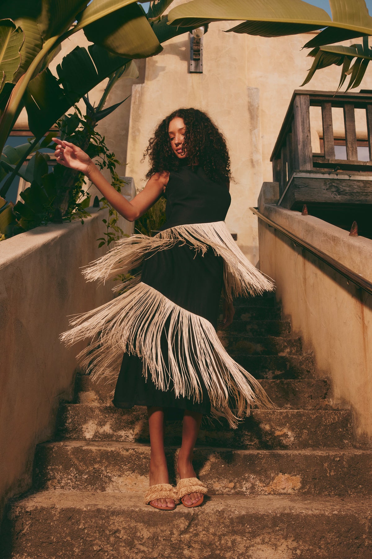 Copacabana Fringe Dress in Black