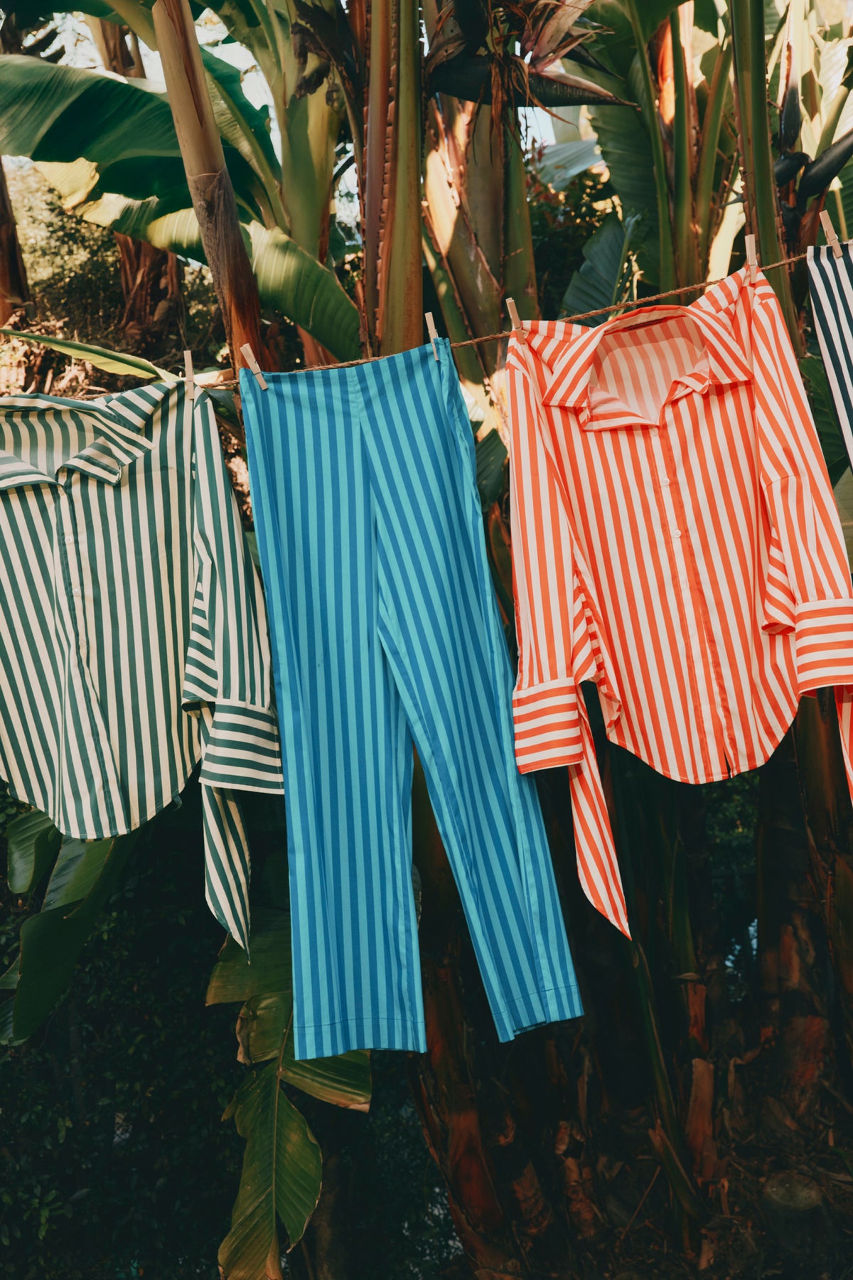 Pia Striped Poplin Pant In Tonal Blue Stripe