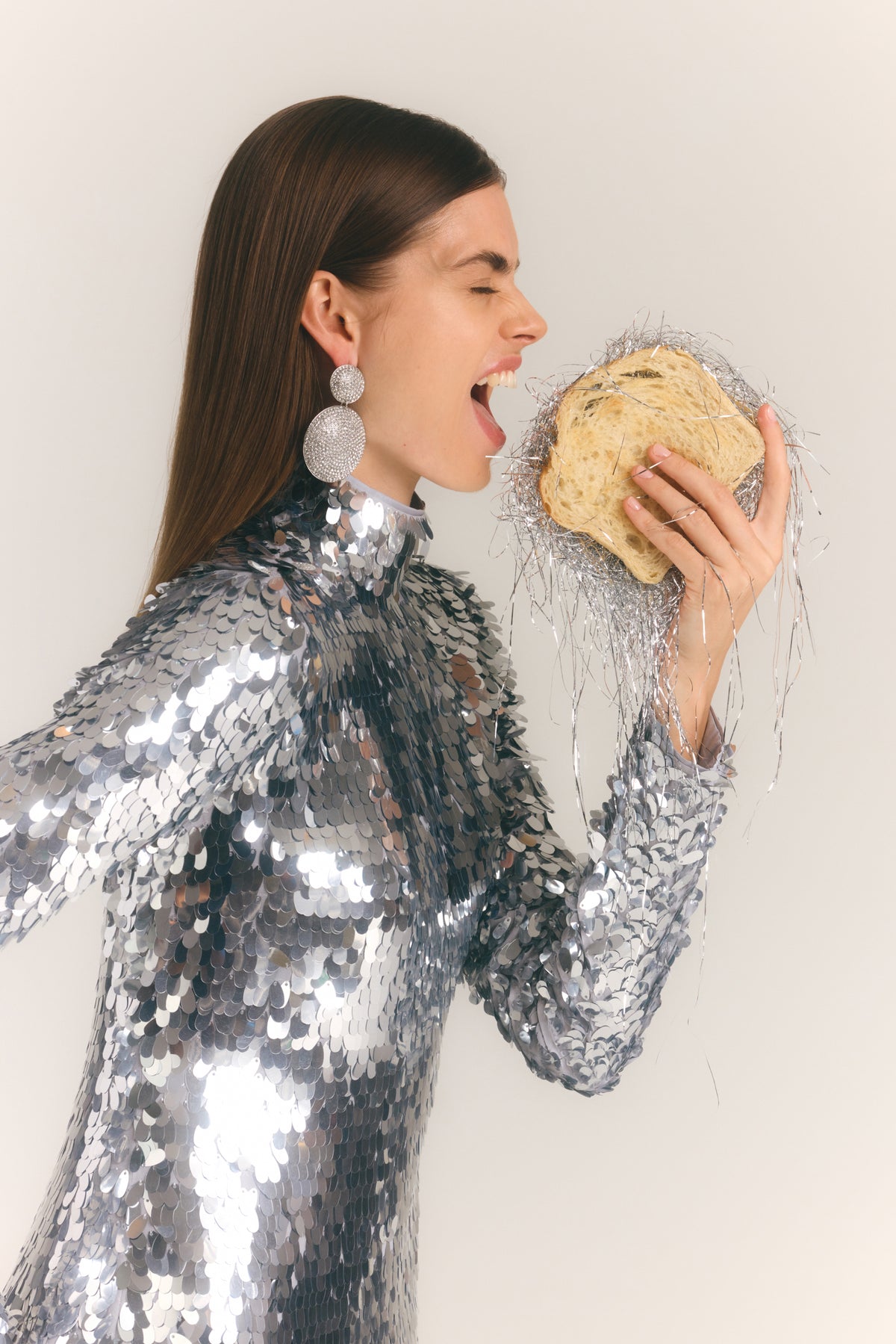 Sculpty Sequin Dress In Satellite Silver