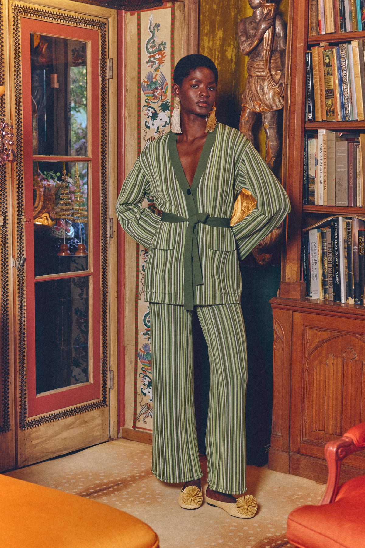 Max Belted Cardigan In Landscape Multi Stripe