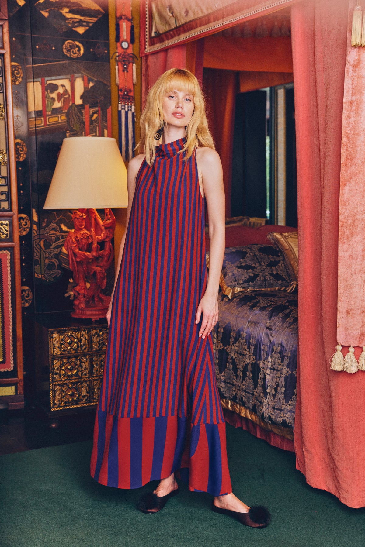 Mona Crepe Dress In Navy/Henna