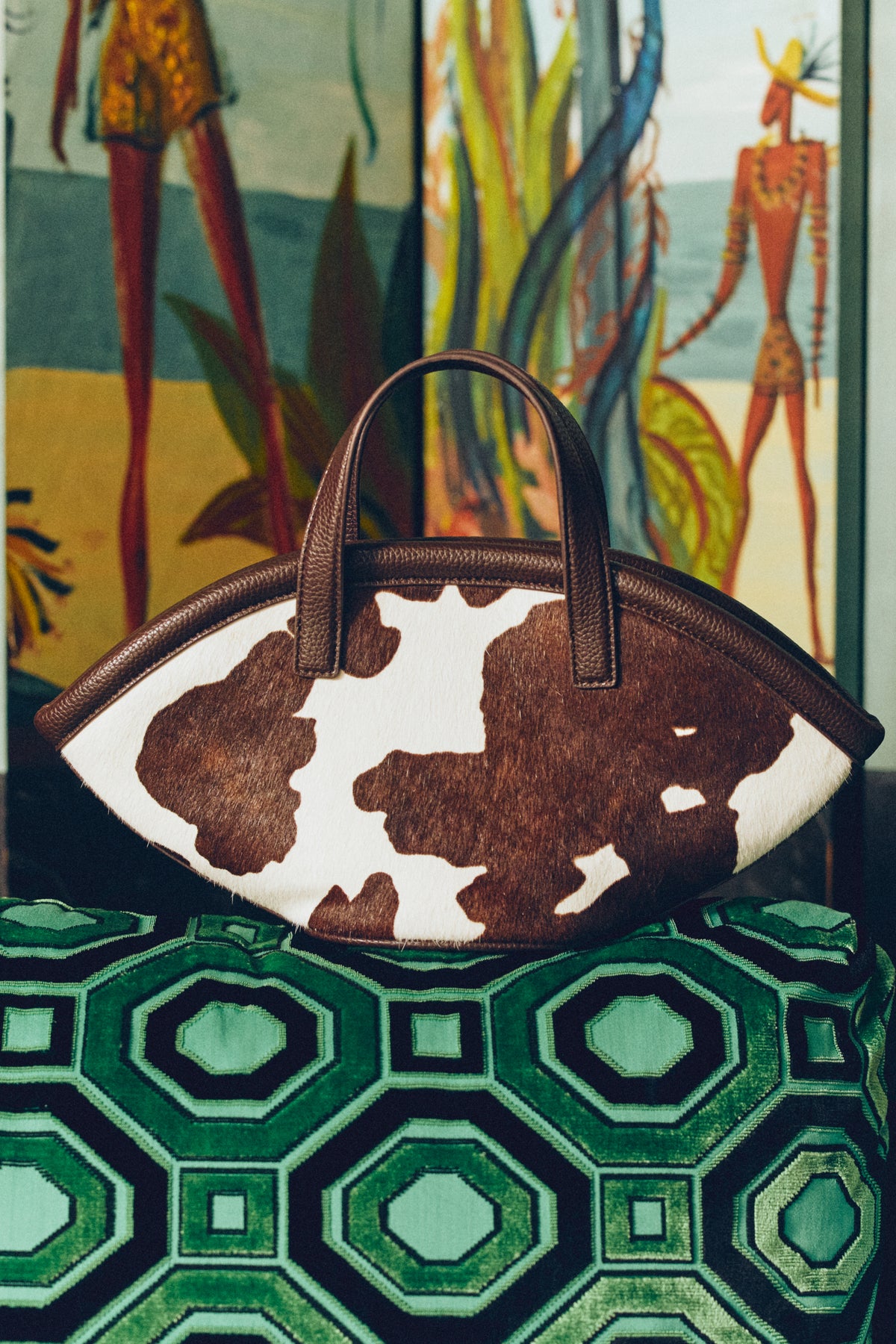 Haircalf Mini Mercado Tote In Cow Print