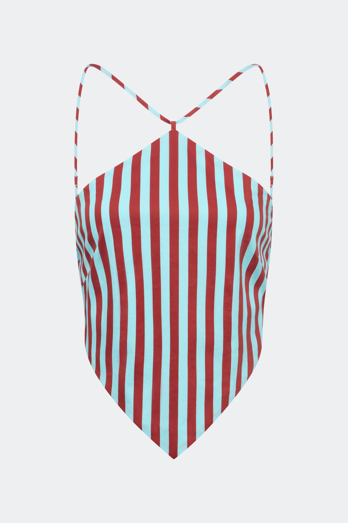 Kit Poplin Tie Top In Salted Blue/Crimson