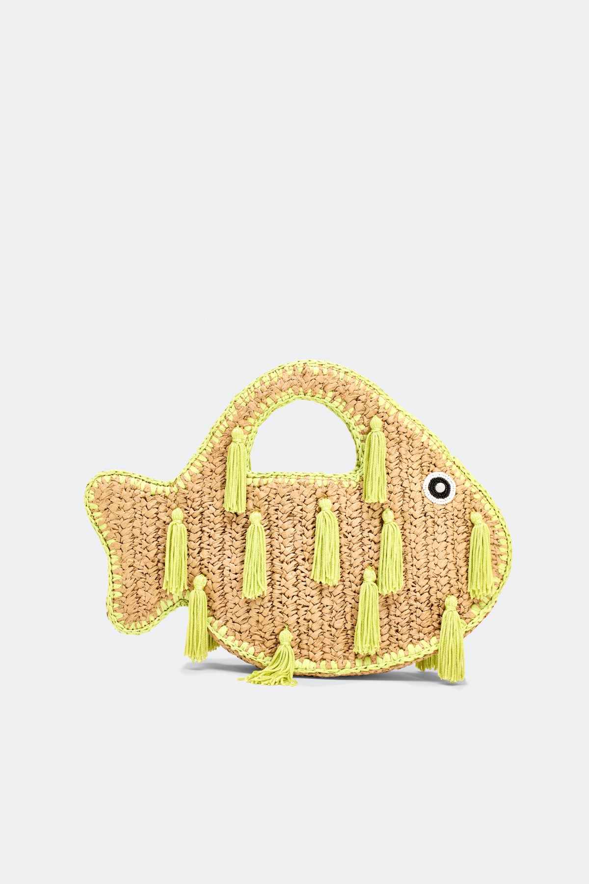 Tassel Fish Bag in Natural/Lime