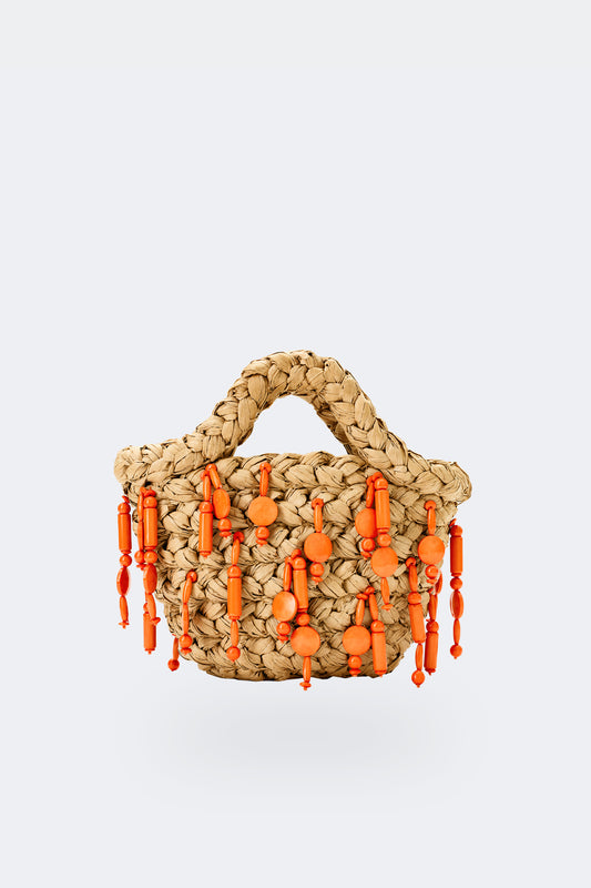 Beaded Shelly Bag In Natural/Orange