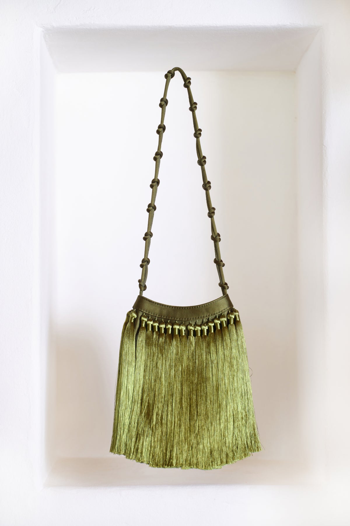 Tassel Knotty Bag In Moss Green