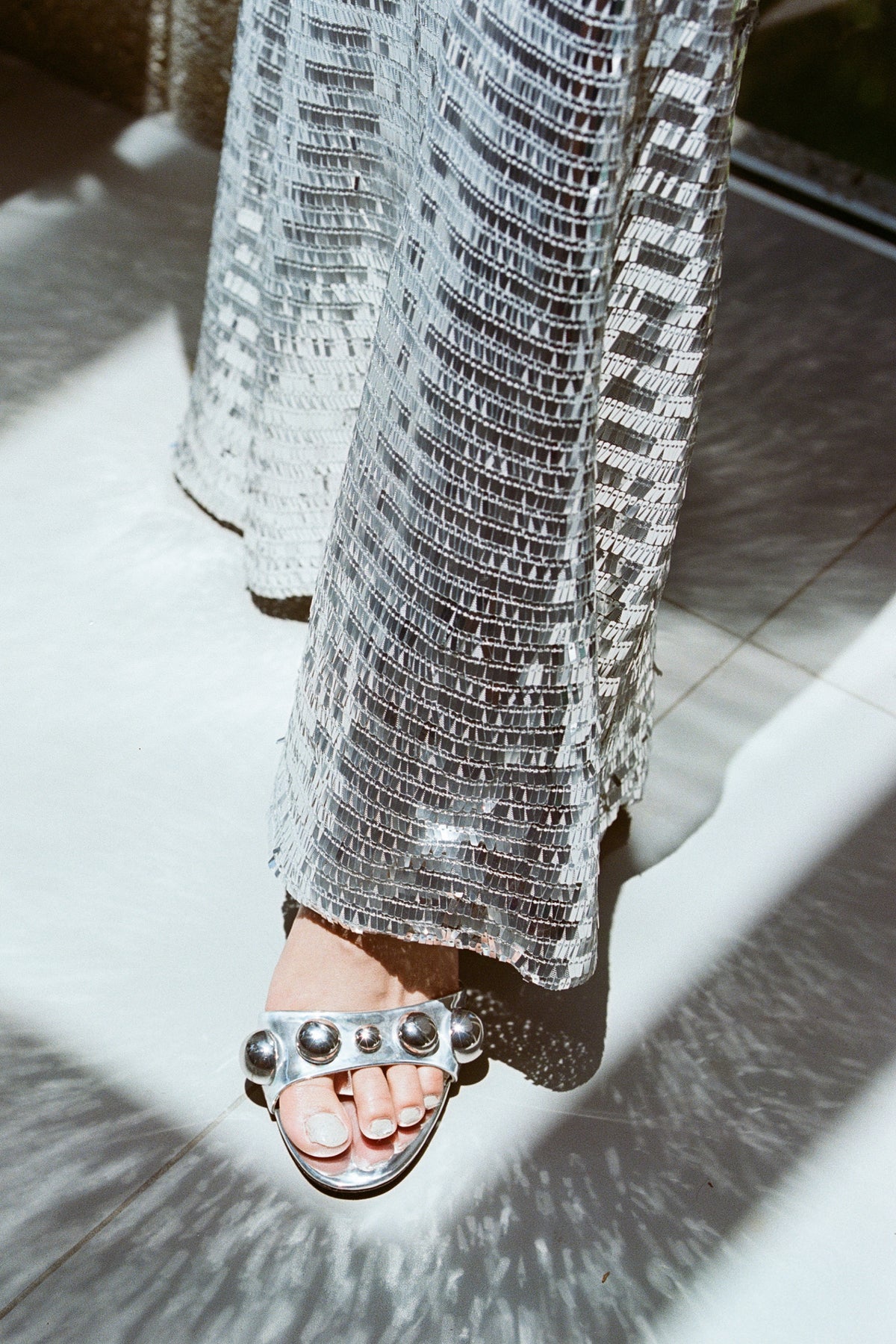 Dome Stud Verner Heel In Silver