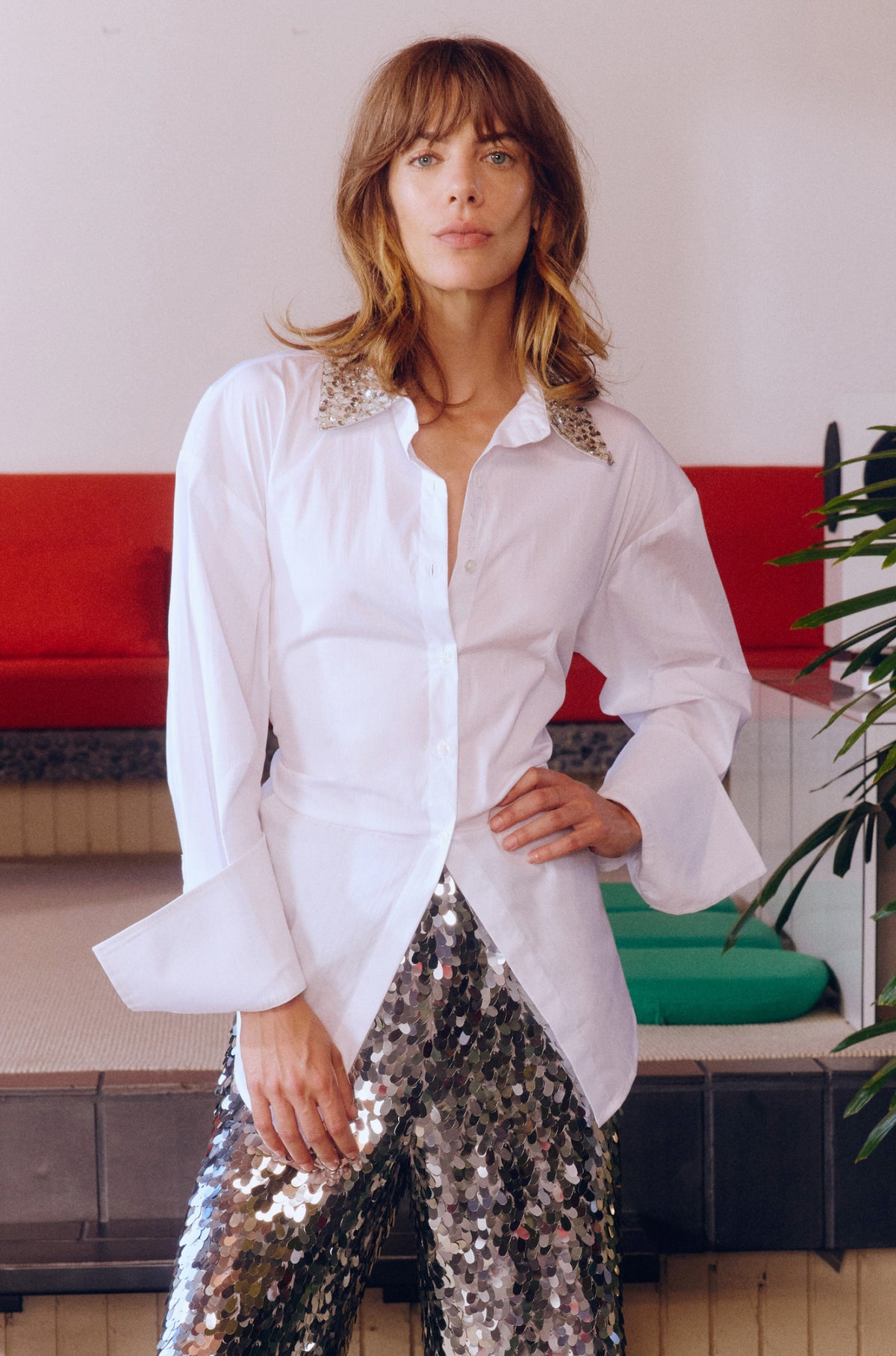 Loch Embellished Button Up In Macadamia