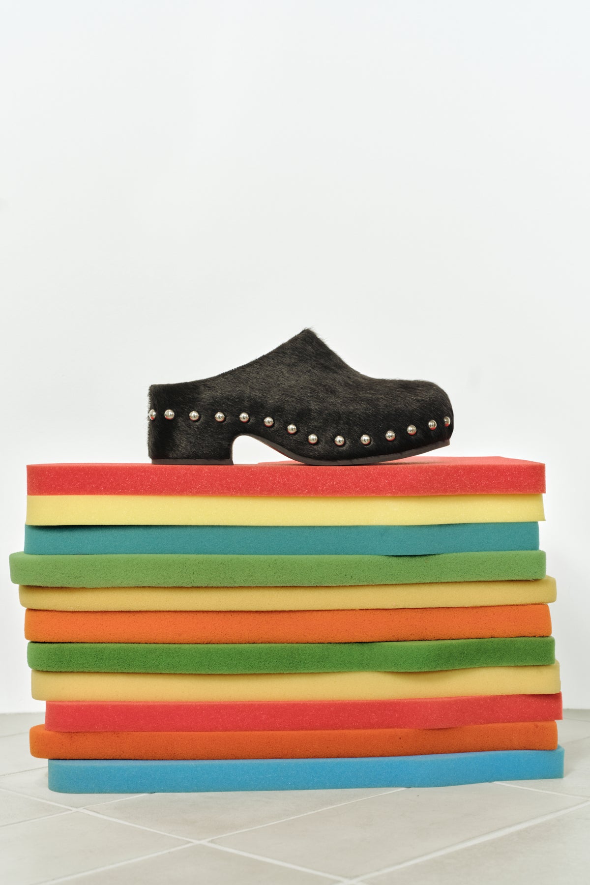 Haircalf Studded Rio Clog In Black/Silver