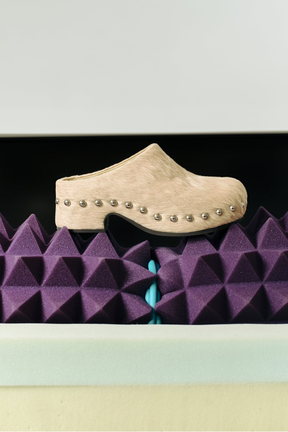 Haircalf Studded Rio Clog In Ecru/Silver