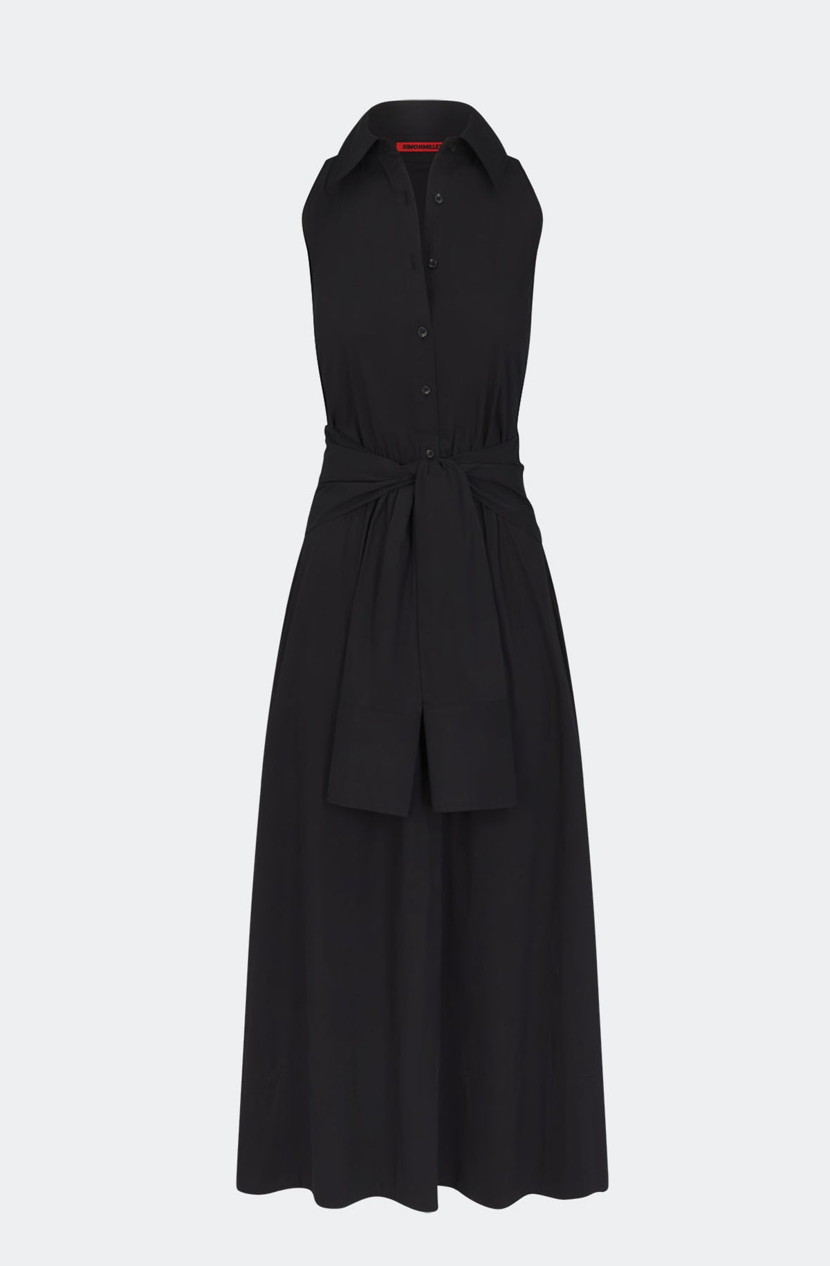 Inna Sleeveless Poplin Dress In Black