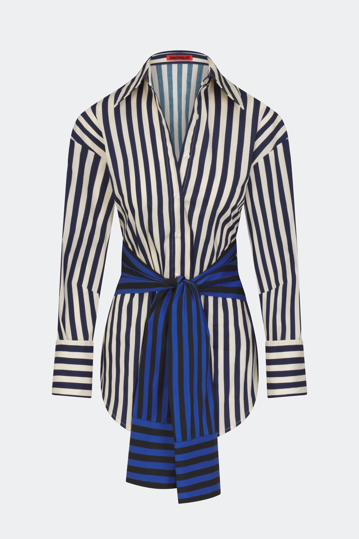 Inna Poplin Top In Cobalt Stripe Combo
