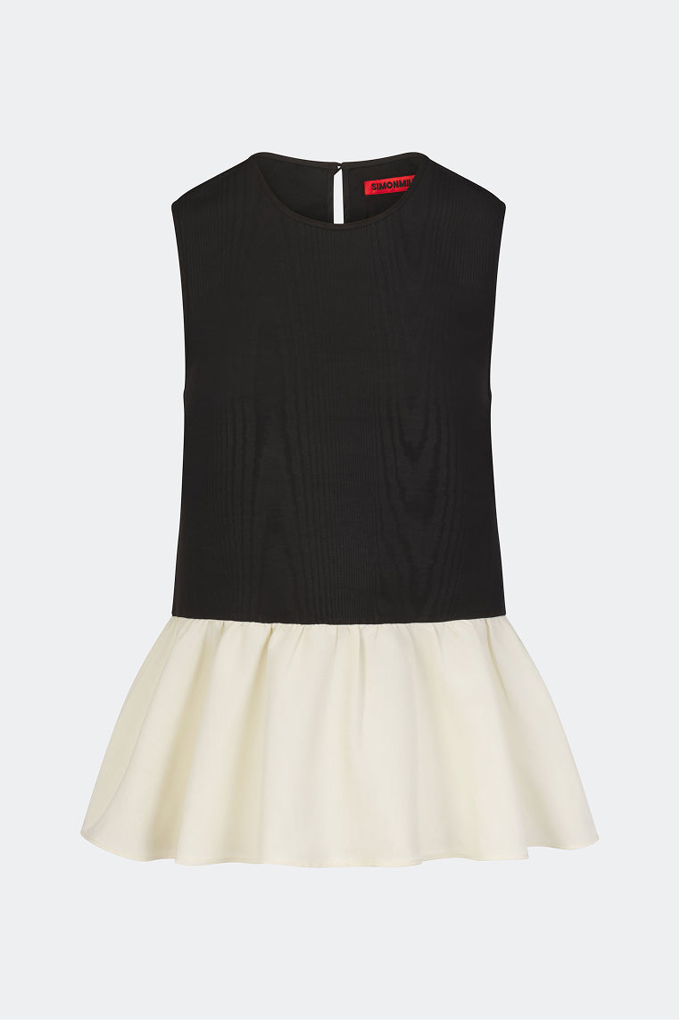 Iris Moire Top In Black/Bone