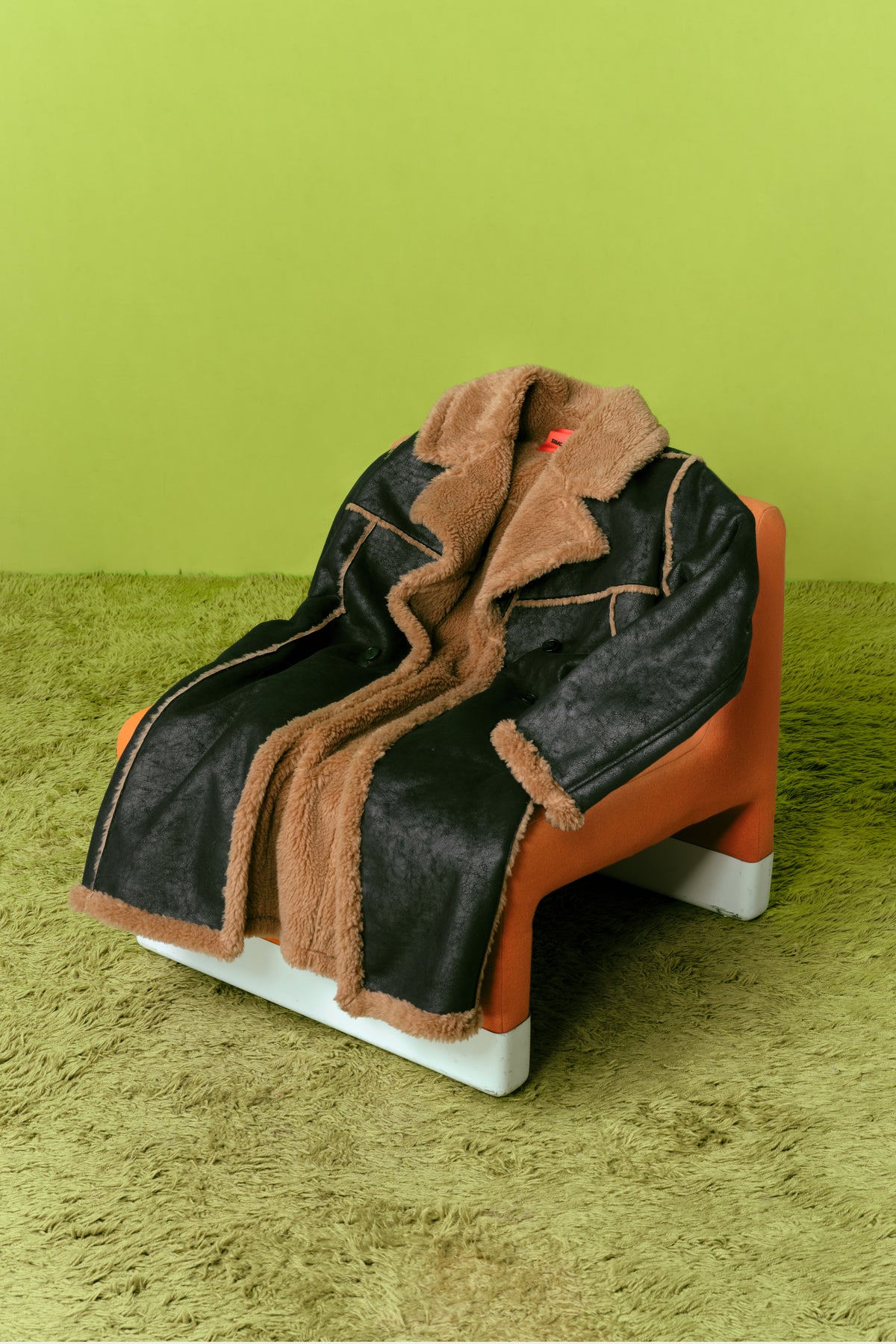 Jetz Faux Shearling Coat In Black