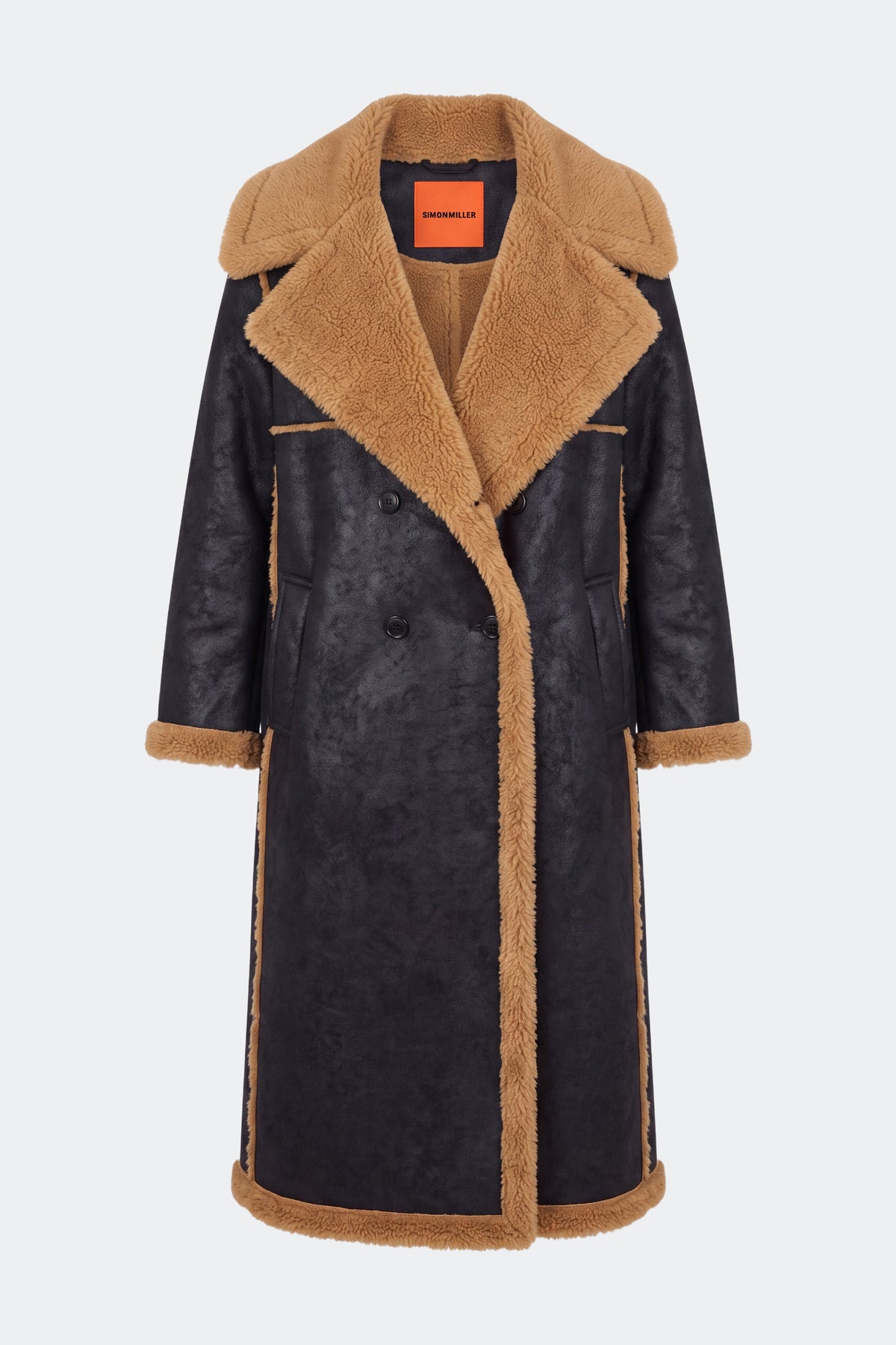 Jetz Faux Shearling Coat In Black