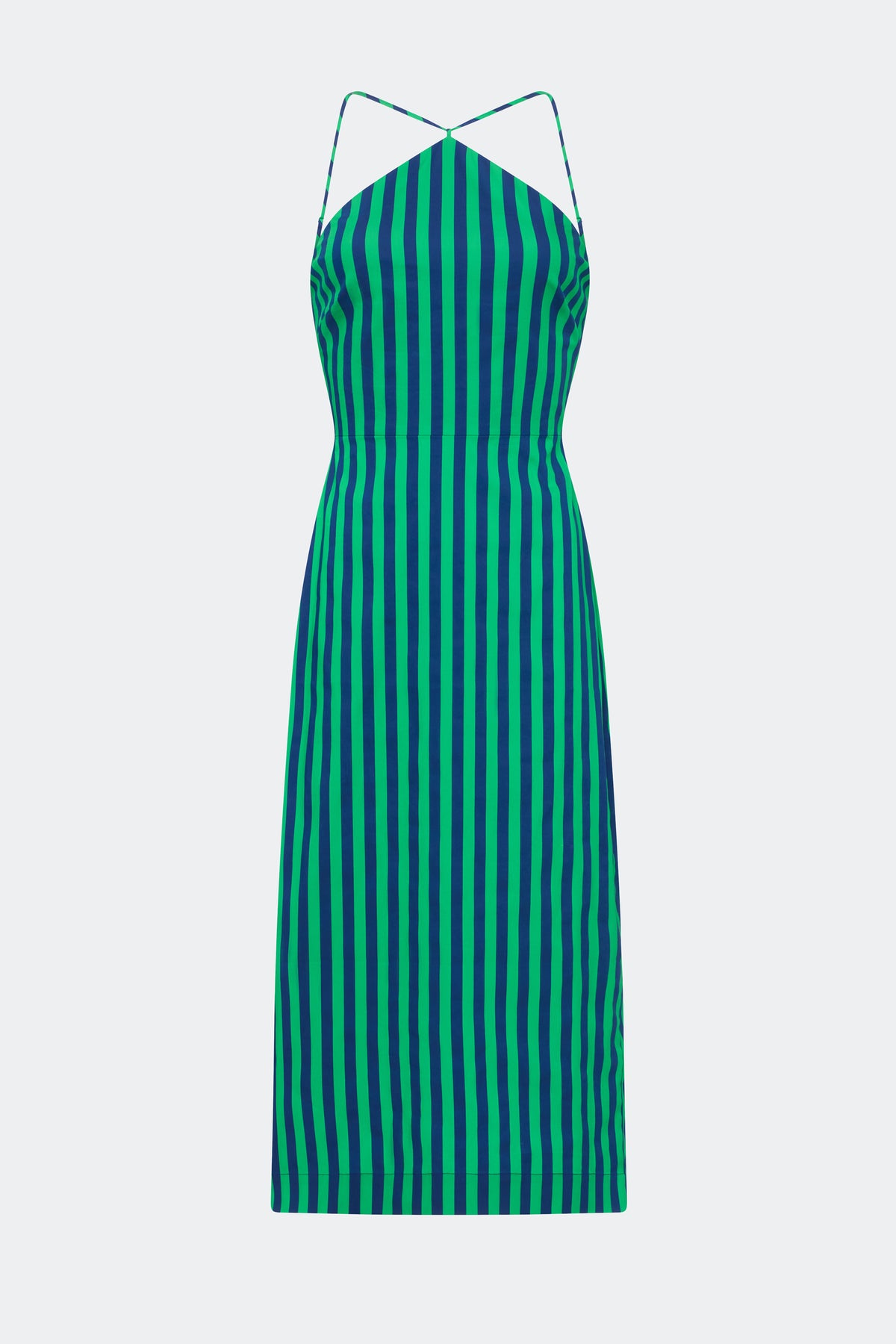 Kit Poplin Dress In Navy/Grass Green