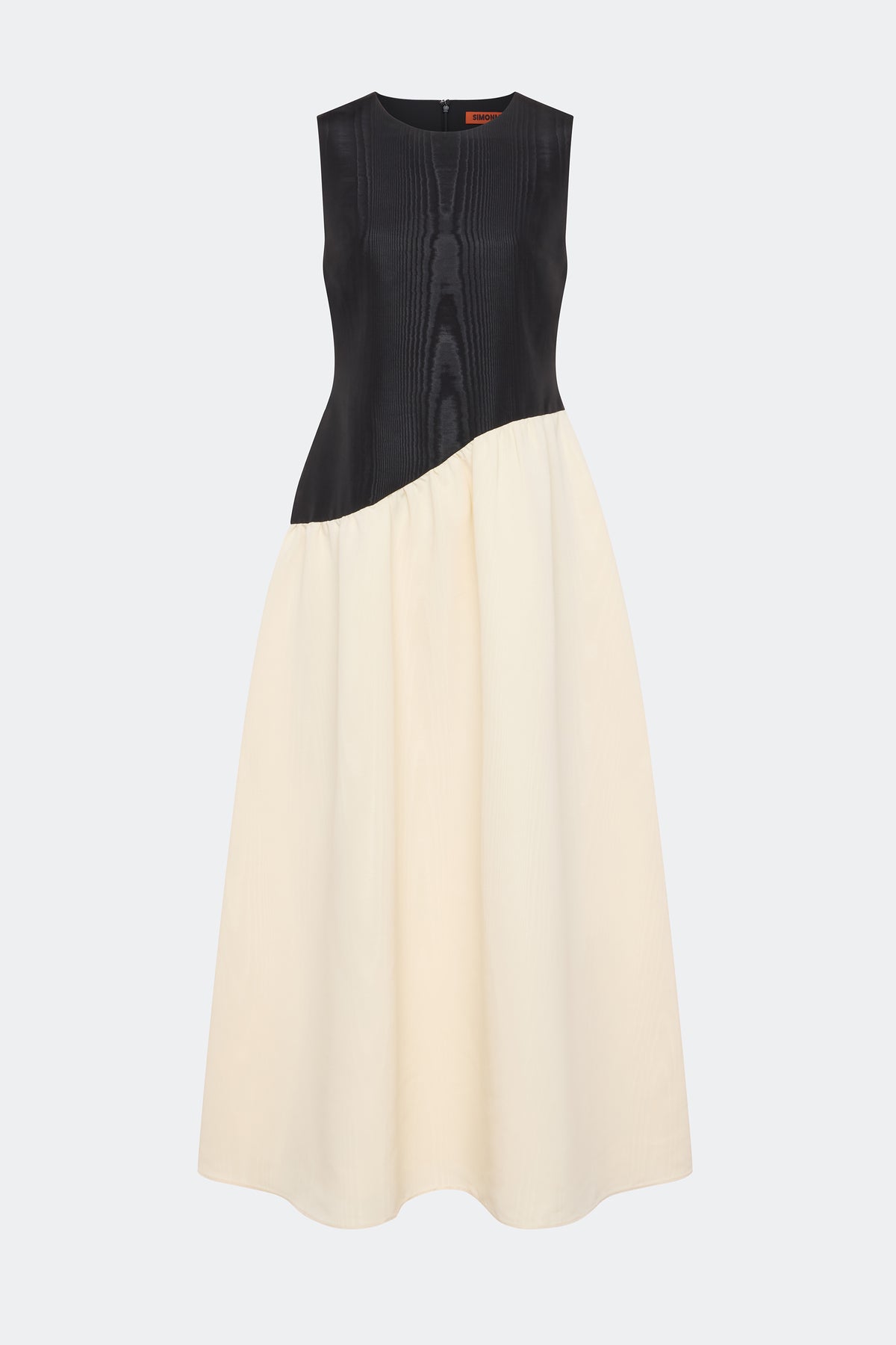 Laurel Moire Midi Dress In Black/Bone